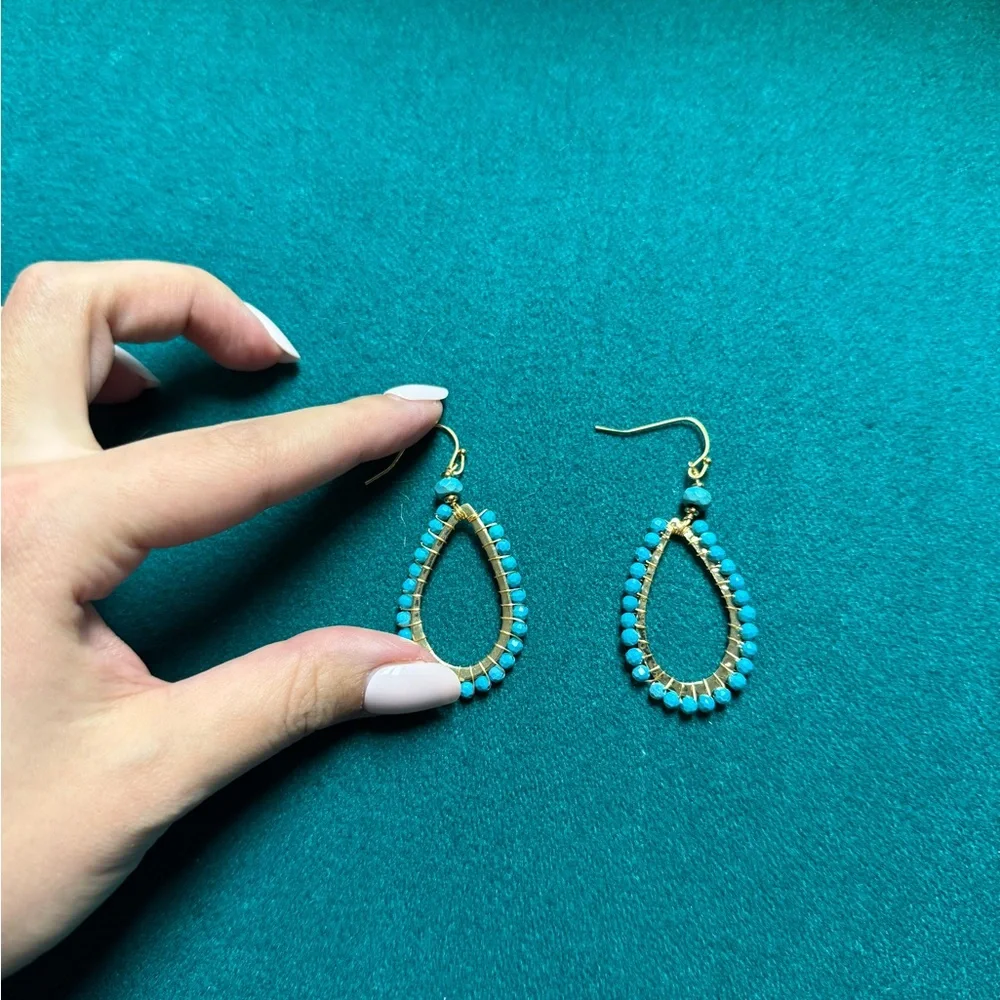 Nordstrom Gold Dangle Hoop with Turquoise Beads